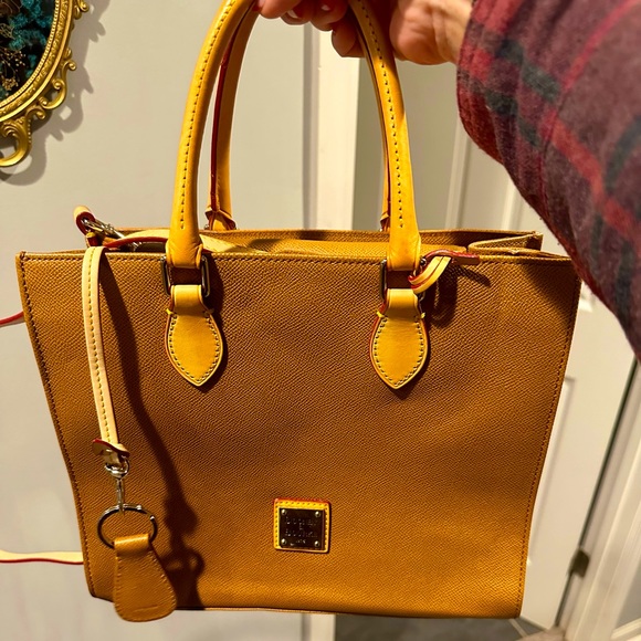 DOONEY AND BOURKE Tan/Brown Pebbled Leather Satchel Handbag, Wallet, Key Fob - Picture 2 of 11